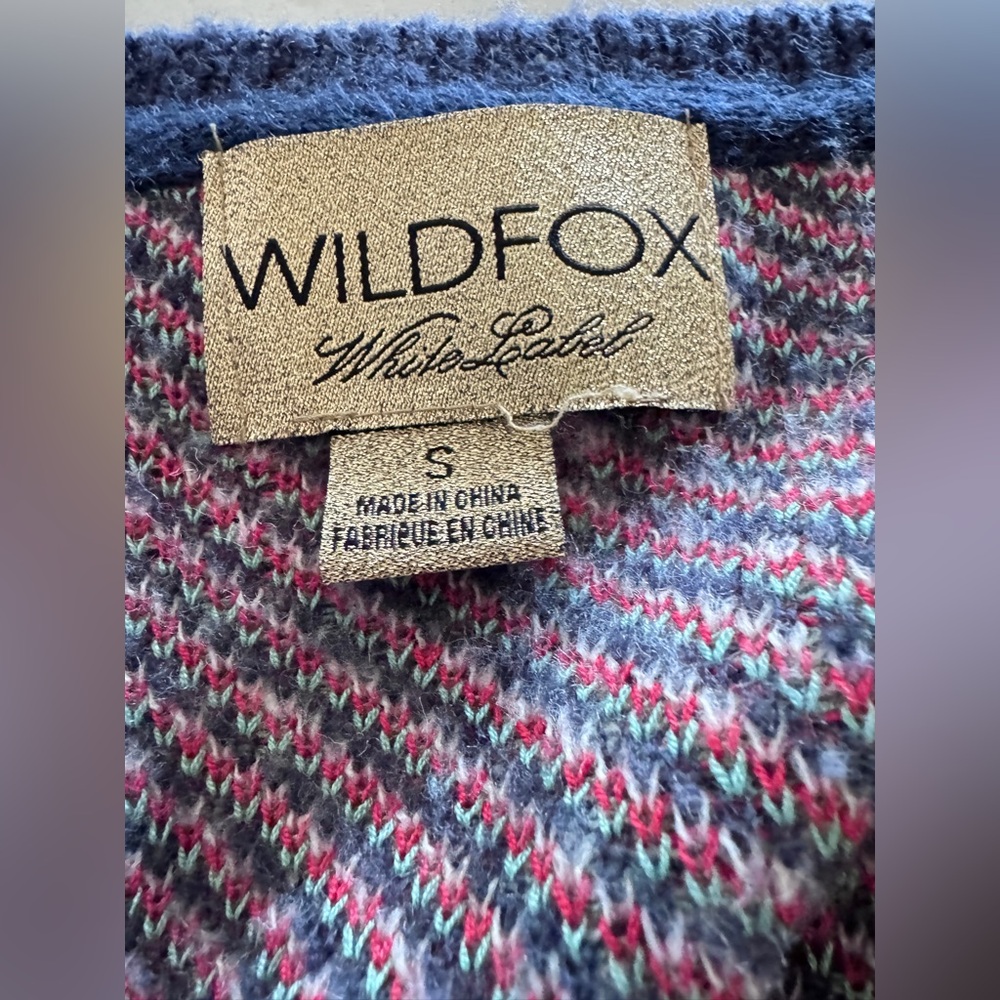 Wildfox White Label Lennon Distressed Plaid Sweater Small Wool Oversized Boho - Picture 8 of 14
